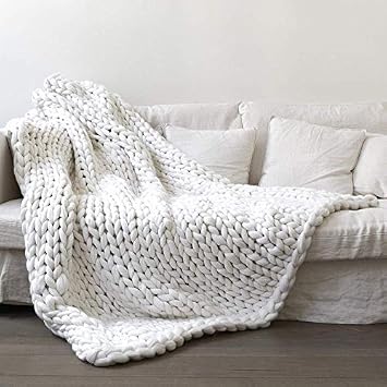 Culasign Gestrickte Decke Grobe Strickdecke Wolle Garn Arm Super