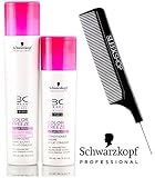 Schwarzkopf BC Bonacure COLOR FREEZE Sulfate-Free SHAMPOO & CONDITIONER Duo SET for overprocessed or colored hair (with Sleek Steel Pin Tail Comb) (8.5 oz/6.8 oz DUO KIT)