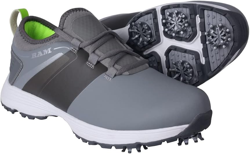 Ram Golf XT1 Mens Golf Shoes, Spiked, Grey Size 12 Shoes