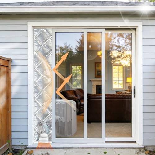 Aozzy 250 cm Sliding Door Seal for Mobile Air Conditioner, 3 Thickened Layers Aluminium, Cotton and Oxford, 100% Waterproof, Thermal Insulation, No Cold Air Leak for Sliding Glass Door/Window