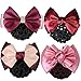 kilofly 4pc Women's Two-Way Snood Net Bow Barrette Hair Clip Bun Cover Set