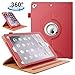 ZoneFoker for New iPad 9th/ 8th/ 7th Generation Case, iPad 10.2 Case, 360 Degree Rotating protMulti-Angle Viewing Stand, Leather Cover with Pencil Holder for iPad 10.2 inch 2021/2020/ 2019 - Red