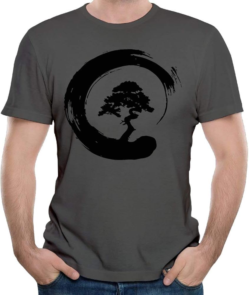 Bonsai Tree in Enso Circle Black Men’s Short Sleeve T-Shirt Summer tee