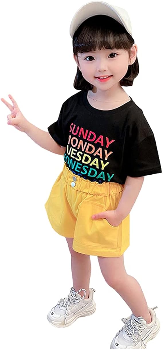 Amazon ｓｅｍｏ１ｍｕｓ セットアップ キッズ 女の子 夏 子供服 半袖ｔシャツ ショートパンツ ２点セット 英字柄 ベビー服 可愛い おしゃれ 合わせやすい 通園 お出かけ Tシャツ カットソー 通販