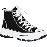 TRENDSUP 2-Inch Height Platform Lace-Up Canvas Sneakers - Fashionable, Comfortable, Durable, and Versatile Shoes for Everyday Casual Wear