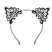 Hotop Cat Headband Lace Ear Headbands Cat Ear Hairband for Women Girls, Black, 2 Pieces
