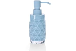 YAUKPH Acrylic Soap Dispenser 7oz Refillable Hand Soap Pump - Leak-Proof for Bathroom & Kitchen Sink Diamond Shaped Teal Blue