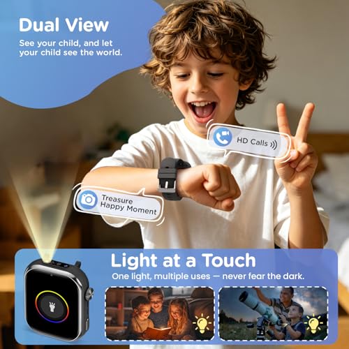 4G Children's Smartwatch IP68 Smartwatch with GPS, Calls, Video Calls, Voice Chat, Dual Camera, SOS, School Mode, Torch, Alarm, Smart Watch for Boys and Girls Black