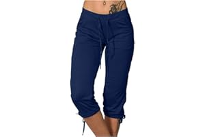 MaMiDay Capris for Women Loose Fit Drawsting High Waisted Sweatpants Lightweight Capri Pants Tie Leg Joggers with Pockets