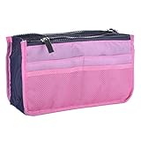 Lady Women Travel Insert Handbag Organiser Purse Large Liner Organizer Tidy Bag-Pink