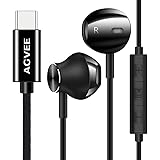 AGVEE Digital USB-C Headphones, Type-C Eabuds in-Ear Earphones with Microphone Wired Ear Buds Phone Super Bass for Android Sa