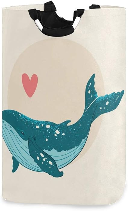 Canasta de lavandería con ballena, canasta de lavandería plegable