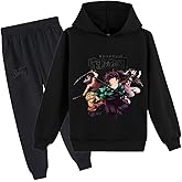 D.O.T Boys Girls Anime Slayer Tracksuit Pullover Hoodie Jogging Pants Set 2 Pieces Sweatshirt for Kids 2-15Years