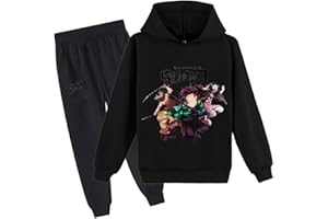 D.O.T Boys Girls Anime Slayer Tracksuit Pullover Hoodie Jogging Pants Set 2 Pieces Sweatshirt for Kids 2-15Years