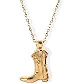Western Necklaces for Women Gold Cowgirl Cowboy Boot Necklace Gold Chain Cowboy Pendant Necklace Western Boot Charm Necklace Western Style Western Dressing Jewelry Gifts
