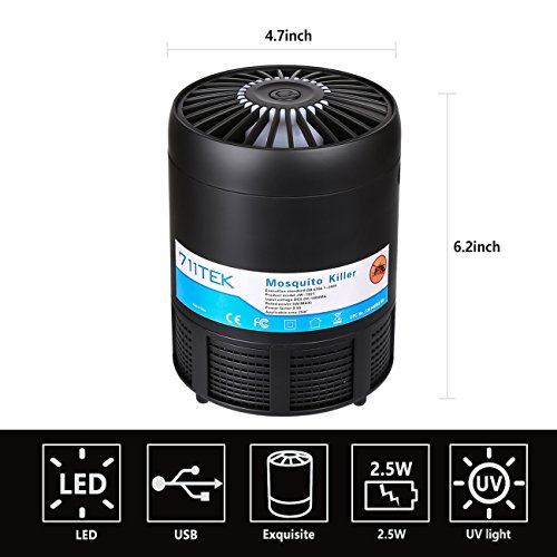 711TEK Moaquito Killer, USB Powered Non-toxic UV LED Insect Killer, Electronic Mosquito Trap Lamp, Bug Zapper with Eco-friendly for Indoor Use Black