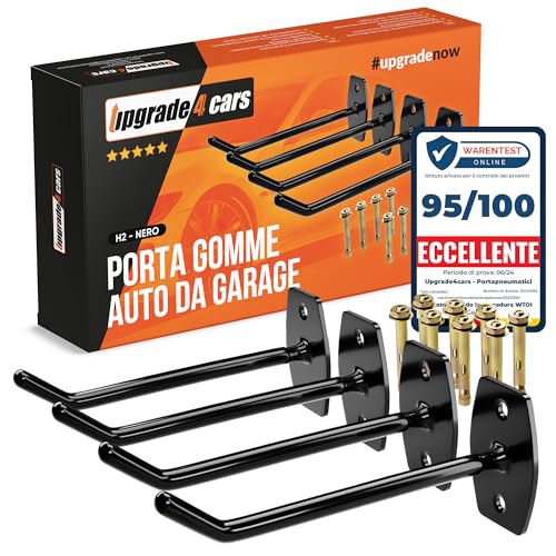 Upgrade4cars Car Tyre Holder for 4 Tyres | Wall Tyre Holder | Wall Mounted Wheel Hanger | Hooks for Hanging Tyres