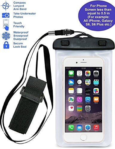 iEasye Waterproof Case Bag Pouch for Apple iPhone 6, 6 Plus, 5s, 5c, 5, Samsung Galaxy S6, S5, S4, Samsung Note 4, Note 3 - White