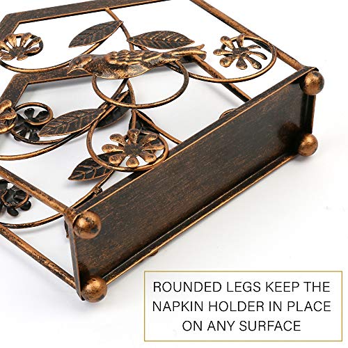 LotFancy Napkin Holder for Tables, Upright Paper Napkin Dispenser Stand for Kitchen, Indoor, Outdoor, Bird & Flower Design