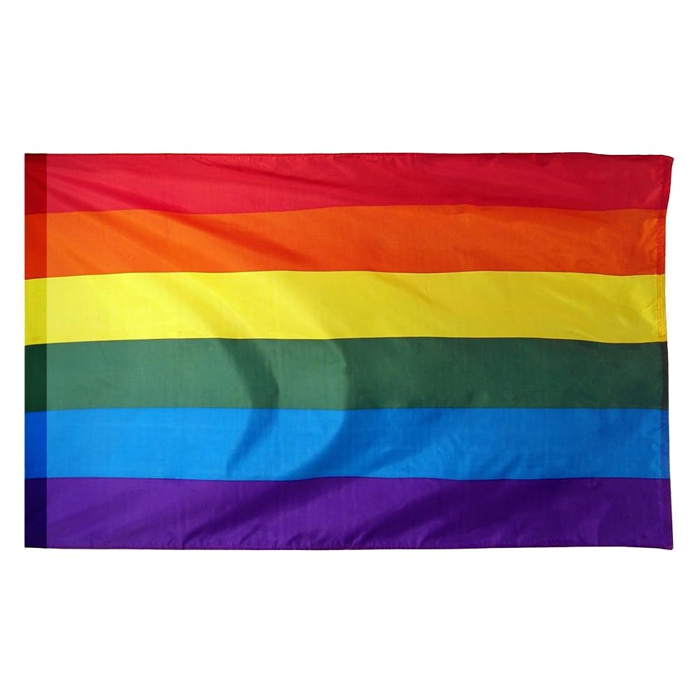 Gay Pride LGBTQ+ Rainbow Flag, Gay Flag 90cm x 150cm, Large Flag with Pole Loop and Laces to Fasten Flag, Flag for Parade, Gay Pride, Celebrations, Demonstrations, (1)