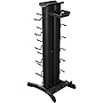 Body-Solid Vertical Gym Organizer Package with Lat and Curl Bar, Revolving Bars, Tricep Pressdown and Handles, Compact Storage Rack for 20 Handles & Straps, Home Accessories Organization
