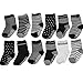 Yaobabymu 6 Pairs 16-36 Months Baby Boy's Girl's Non Skid Ankle Cotton Toddler Anti Skid Slip Slipper Stretch Knit Socks and Gift, Footsocks Sneakers Socks,Length 10-12cm