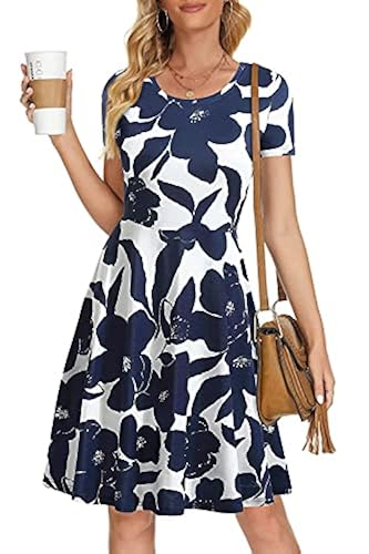 HUHOT Sundresses for Women Casual Summer Short Sleeve Round Neck Floral Skater  Dress with Pockets in Kenya | Whizz
