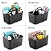 mDesign Plastic Small Office Storage Organizer Utility Tote Caddy with Handle for Cabinets, Desks, Workspaces - Holds Desktop Office Supplies, Pencils, Staplers Lumiere Collection, 2 Pack, Black