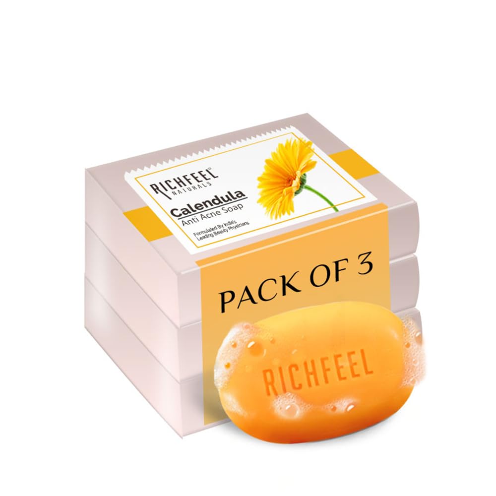 3 xRichfeel Beautiful Naturally Anti- Acne Soap With Calendula Extract