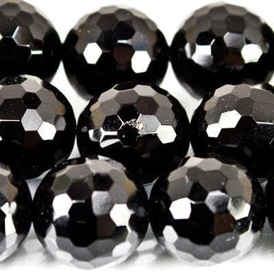 Black Onyx Beads Faceted 12mm Rounds, 32 pieces