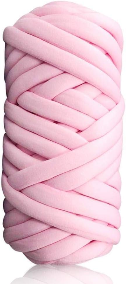 CTlite Thick Core Knitting Yarn, Hand Knitted Bulky Roving Infused Cotton Yarn Line for Needle Felting Hand Crochet Arm Knitting Crafting DIY Chunky Blanket 25m/500g (Pink)