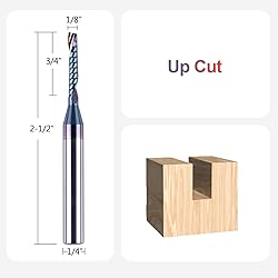 SpeTool 5PCS Carbide O Flute Spiral Router Bit 1/8