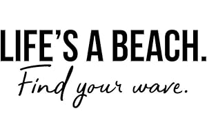 IMPRINTED DESIGNS WALL DECALS Vinyl Wall Art Decal - Life's A Beach Find Your Wave - 9.5" x 25" - Modern Cool Inspirational Quote for Home Bedroom Apartment Living Room Work Office Decoration Sticker