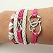 Juanerjie Wholesale 16pcs Vintage Multilayer Multicolor Woven Leather Alloy Owl Braided Infinity Bracelets