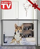 Queenii Magic Gate for Dogs, Baby Gates Pet Safety Gate, Portable Folding Mesh Magic Gate Baby Safety Gates, Safe Guard Install Anywhere, Safety Fence for Hall Doorway Wide Tall (Grey)