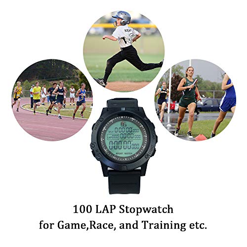 PULIVIA Digital Referee Watch Soccer Football Game Timer 100 Lap Split Memory Stopwatch 3 line Display Large Dial Waterproof Luminous Sports Watch with Alarm Clock Countdown Timer, Battery Included
