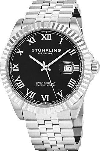 Stuhrling Original Men's 599G.02 Symphony Regent Coronet Quartz Date Black Dial Watch