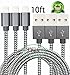 Abloom 3Pack 10ft Lightning Cable Nylon Braided Charging Cable Extra Long USB Cord for iphone 7,7 plus iphone 6s,6s plus,6plus,6,5s 5c 5,iPad Mini, Air,iPad5,iPod 7on iOS9.(Grey)