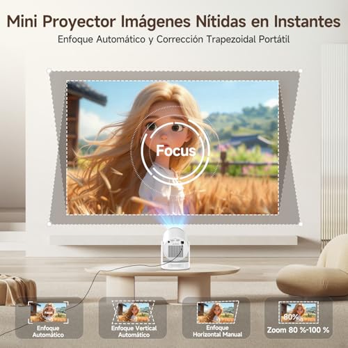 【Enfoque Automático】 Mini Portátil Full HD Magcubic HY320pro | Proyector con Resolución Nativa 1080p, 400ANSI, Contraste 10000:1, Wi-Fi 6, BT 5.4, Mini Proyector Portátil para Hogar y Oficina