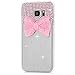 S7 Edge Case,Samsung Galaxy S7 Edge Case - Mavis's Diary 3D Handmade Lovely Cute Pink Bow with Bling Crystal Shiny Diamonds Gems Clear Cover Hard PC Case