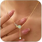FUNYCHEN 925 Sterling Silver Dainty Flower Butterfly Necklace for Women Light Green Flower CZ Charm Chain 14K Gold Plated Birth Month Enamel Floral Pendant Choker Necklace Easter Jewelry Gifts for Her