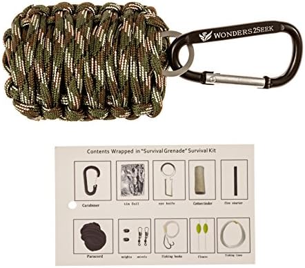 Survival Kit with Fire Starter, Fishing Hooks and Line by Wonders2Seek - Camo