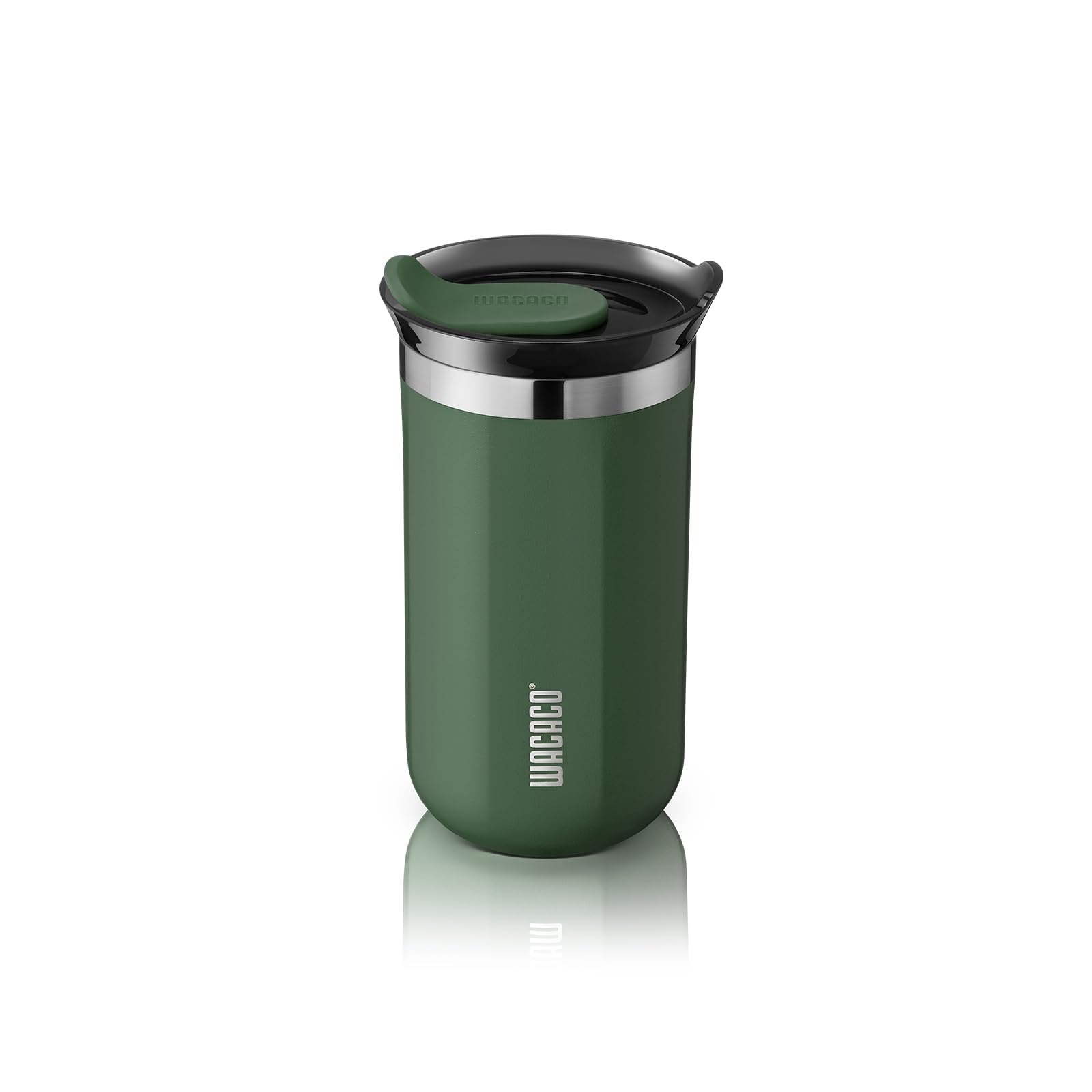 WACACO Octaroma Lungo Vacuum Insulated Coffee Mug, Double-Wall Stainless Steel Travel Tumbler with Drinking Lid, 10 fl oz(300ml), M Size, Green