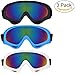 BaKee Ski Goggles 3 Pack, Snowboard Goggles for Kids Boys Girls Youth Men Women, with 100% UV400 Protection, Wind Resistance, Anti-Glare Lens (Include Cleaning Cloth)