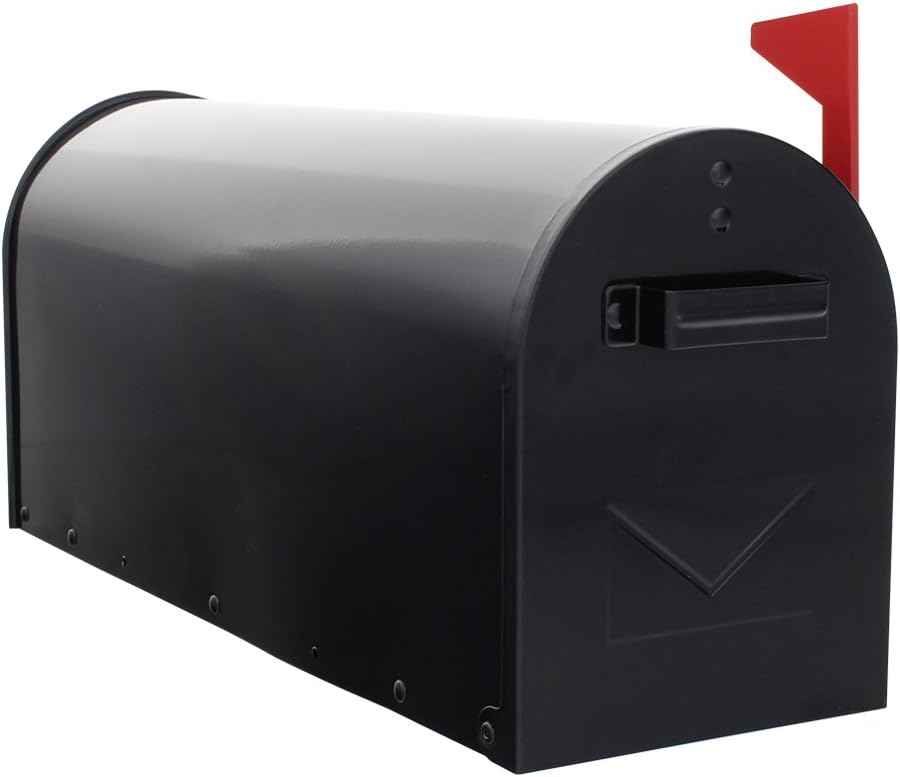 HomeDesign Briefkasten HDM-1300-Schwarz, Stahlerzeugnis, Mechanischer Postmelder, Amerikanischer Briefkasten