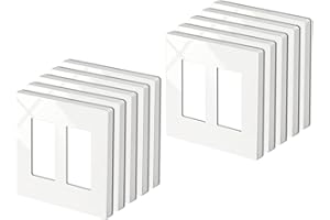 BESTTEN 2 Gang Screwless Wall Plate, 10 Pack, USWP4 Off White Series, Decorative Outlet Cover, H4.69” x W4.73”, Light Switch Cover, Double Gang Receptacle Face Plate