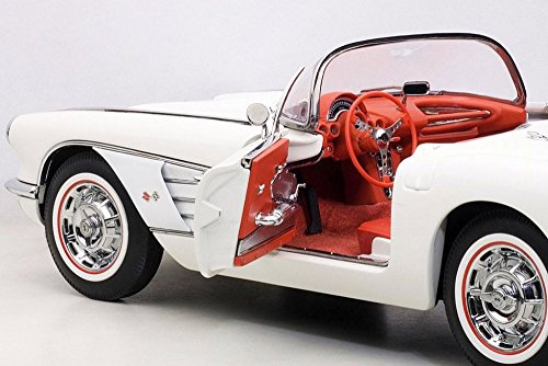 Motor Max 1958 Chevy Corvette Convertible, White 73109 - 1/18 Scale Diecast Model Toy Car - Thumbnail 2
