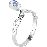 Solid 925 Sterling Silver Natural Rainbow Moonstone Ring, Handmade Gemstone Ring, Healing Crystals, Birthday, Bohemian Jewelry | Promise Wedding Ring | Gift for Women (Moonstone, US-5)