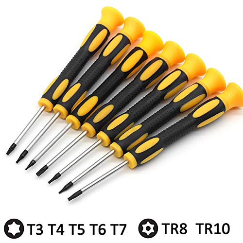 DLseego Torx Screwdriver Sets with T3 T4 T5 T6 T7 T8 T10 Star Screwdrivers, 12 In 1 Stainless Steel Tweezers & Double-headed Crowbar & Suction Cup for Phone/Mac/Computer Repairing