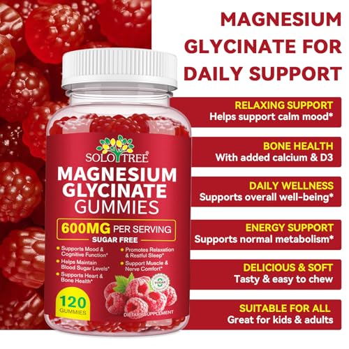 120 Count Magnesium Glycinate Gummies, High Absorption Magnesium Supplement for Women,Men and Kids, Support Sleep,Muscle and Relaxation,Sugar Free